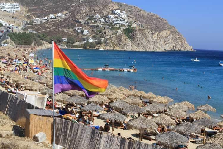 Pride Flag at Elia Beach Mykonos