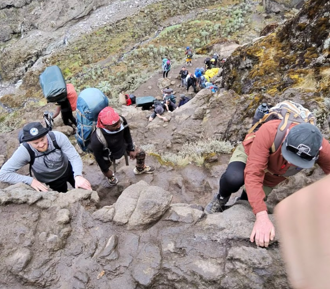 The Barranco Wall is one of the most fun and challenging aspects of the first 4 days of the Machame Route.