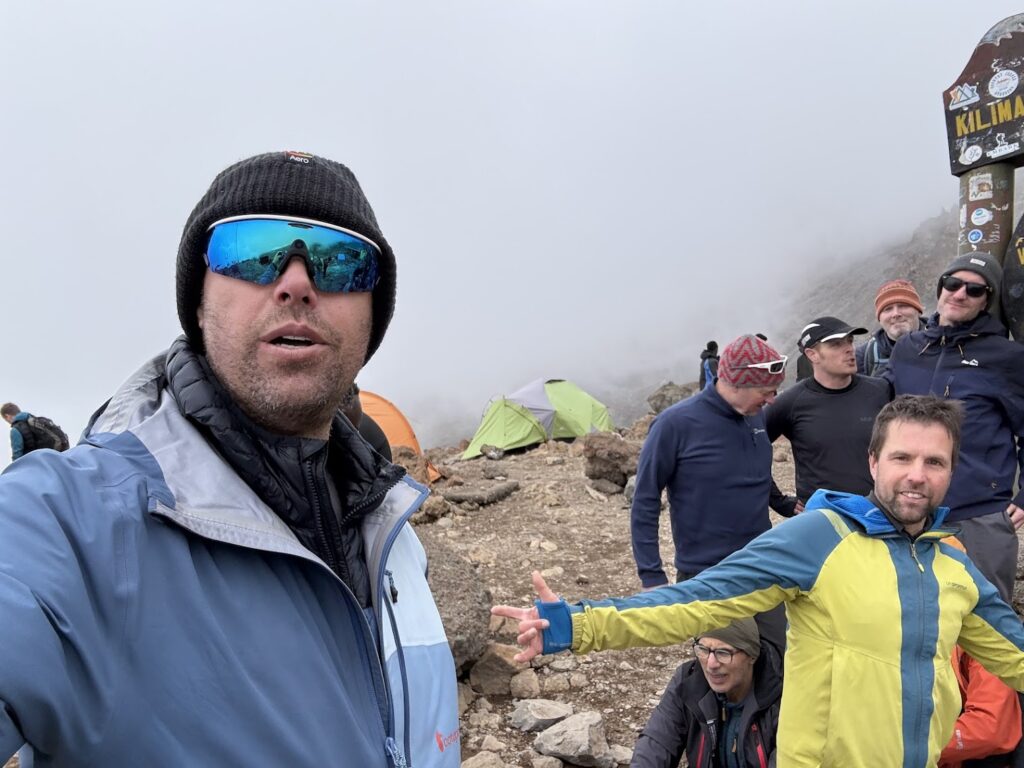 Chris with Pride Adventures and Nick with Pride Expeditions on Kilimanjaro