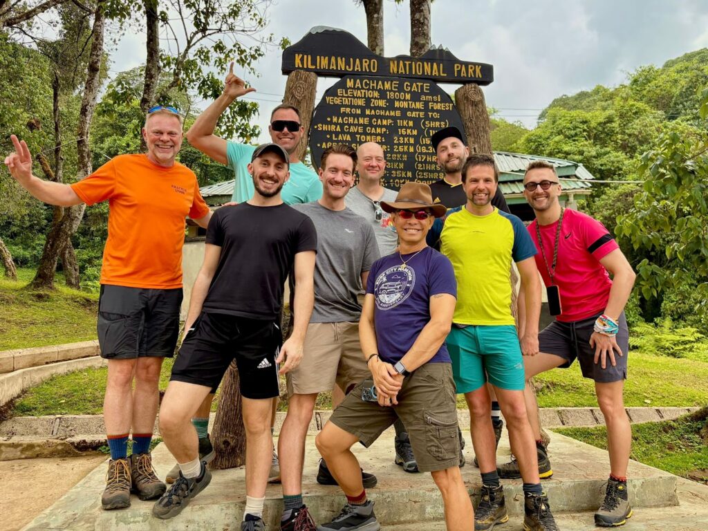 Most of our group ready for our hike up Kilimanjaro
