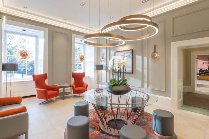 Guest lounge at Clayton Hotel Glasgow City during our Scotland Pride Adventure
