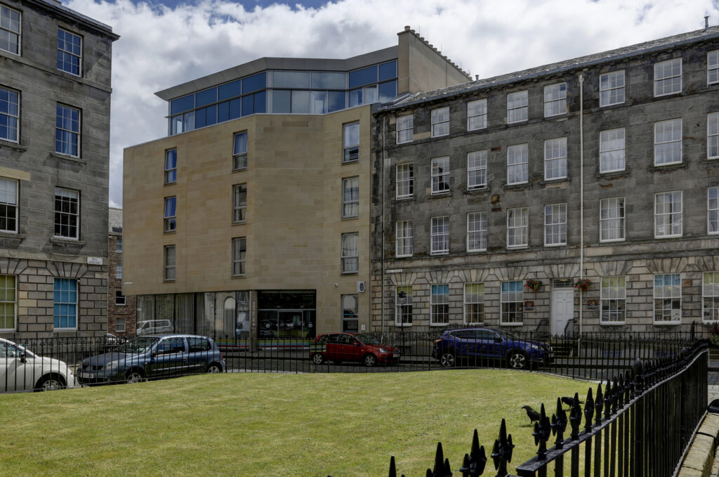 Exterior of The Place Hotel Edinburgh during our Scotland Pride Adventure