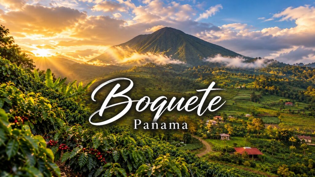 The mountain town of Boquete, Panama, surrounded by green hills
