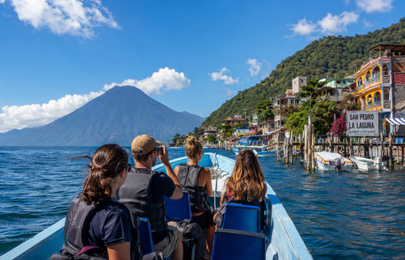 Colorful village of San Pedro La Laguna on the shores of Lake Atitlán in Guatemala