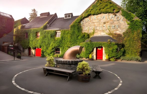 Blair Athol Distillery in Pitlochry, where the group enjoys a guided tour and whisky tasting on the Scotland LGBTQ+ trip